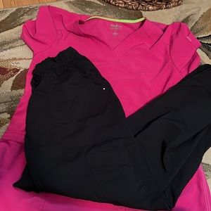 Set of Pink and black scrub star scrubs size medium jogger
